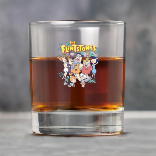 Discover the flintstones the rubbles happy families vintage shot Rock Glasses