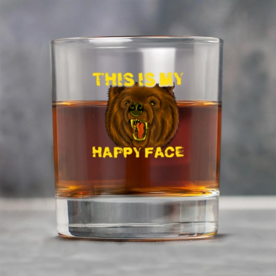 Discover This Is My Happy Face Funny Grizzly Bear Rock Glasses