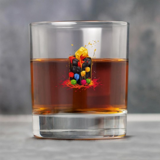 Discover Rainbow Abstraction melted rubix cube - Rainbow Abstraction Melted Rubix Cube - Rock Glasses