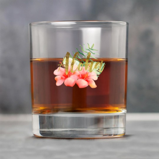 Discover Tropical Leaves Hibiscus Floral Watercolor Aloha Rock Glasses