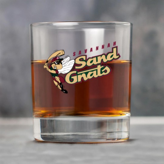 Discover Savannah Sand Gnats vintage defunct baseball team emblem Rock Glasses