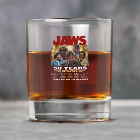 Discover Jaws 1975 Movie Anniversary Rock Glasses, Jaws 50th Years Anniversary Rock Glasses