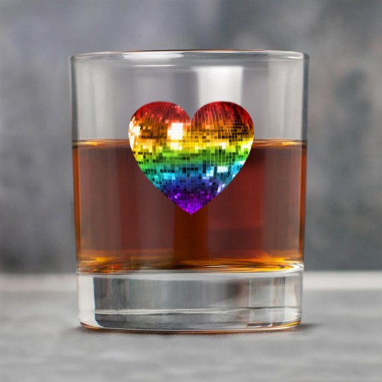 Discover Rainbow Disco Ball Heart  Classic Rock Glasses