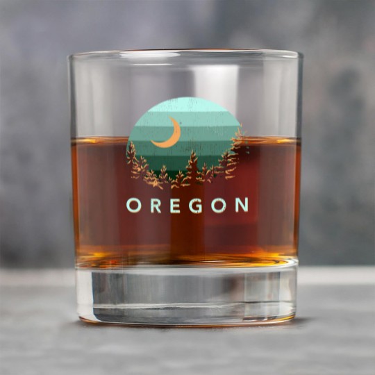 Discover Oregon Vintage Sunset Outdoors Hiking Souvenir Rock Glasses