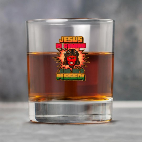 Discover JESUS IS COMING AND HE'S PISSED Rock Glasses