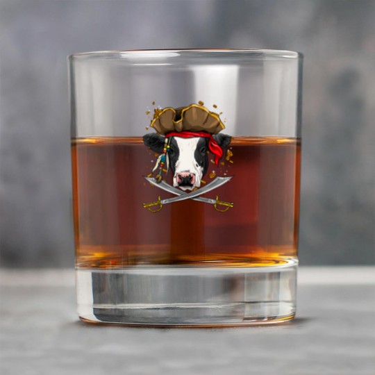 Discover Cattle Cow Pirate Cow Cattle Jolly Roger Flag Nautical Cow Lover Rock Glasses