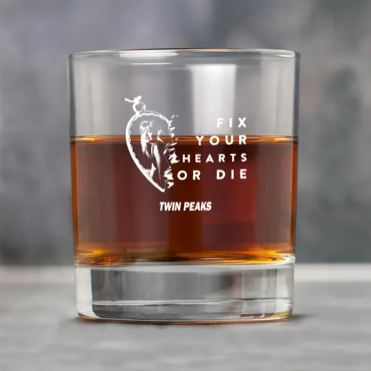 Discover Fix Your Hearts or Die Rock Glasses, Unisex Rock Glasses, Twin Peaks Rock Glasses, David Lynch Rock Glasses, TV Show Fans Rock Glasses