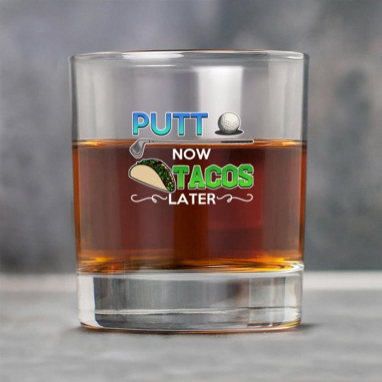 Discover Golf Gift Putt Now Tacos Later funny taco golfing Rock Glasses