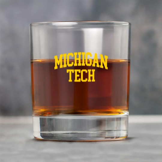 Discover michigan tech - college font curved Rock Glasses