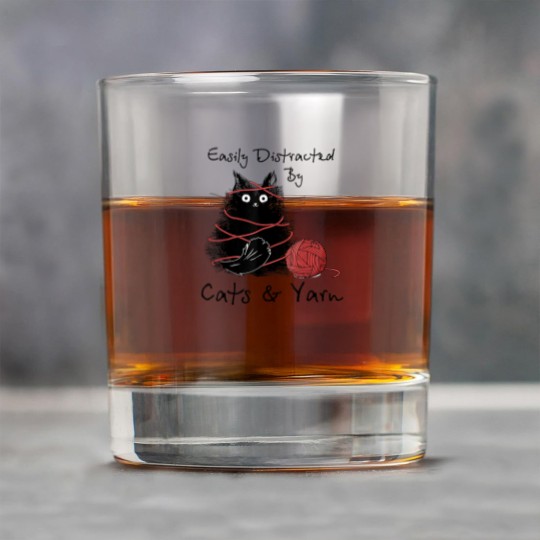 Discover Easily Distracted By Cats And Yarn Knitting Lovers Rock Glasses