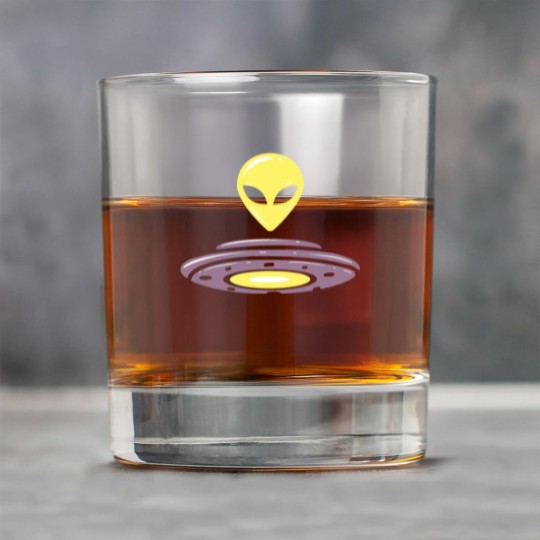 Discover Alien UFO motif alien head saucer design Rock Glasses