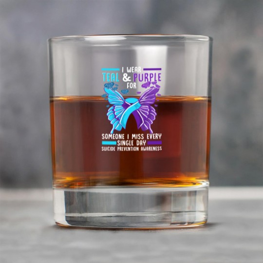 Discover Teal And Purple Ribbon Suicide Prevention Awarenes Rock Glasses