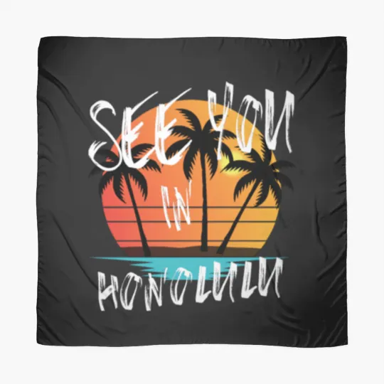Discover Honolulu retro vintage family surfer souvenir Scarves