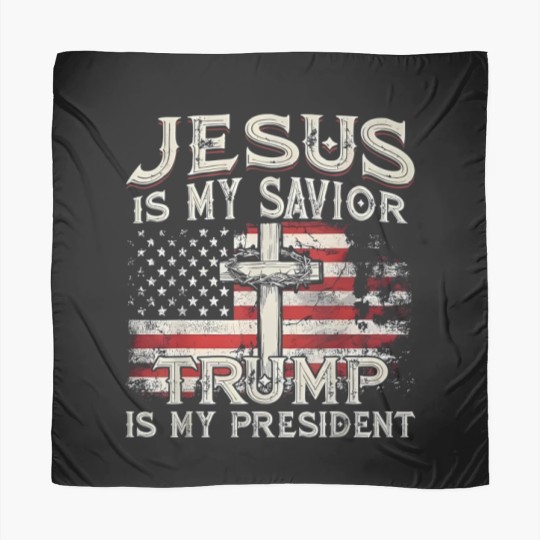 Discover Jesus Is My Savior Trump Is My President American Flag Scarves