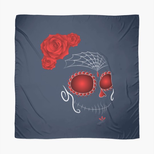 Discover Sugar Skull with Rose Crown Dia De Los Muertos Scarves