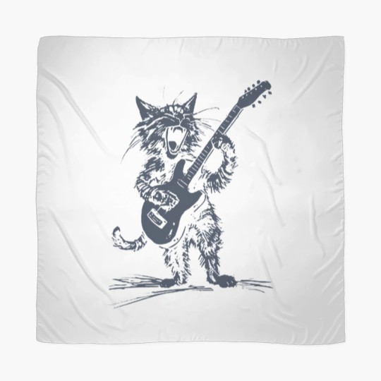 Discover Cat Strumming the Guitar Scarves, Cat Playing Bass Guitar Scarves