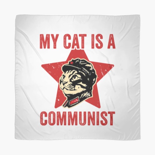 Discover My Cat Is A Communist Vintage Funny Cat Lover Sayi Scarves