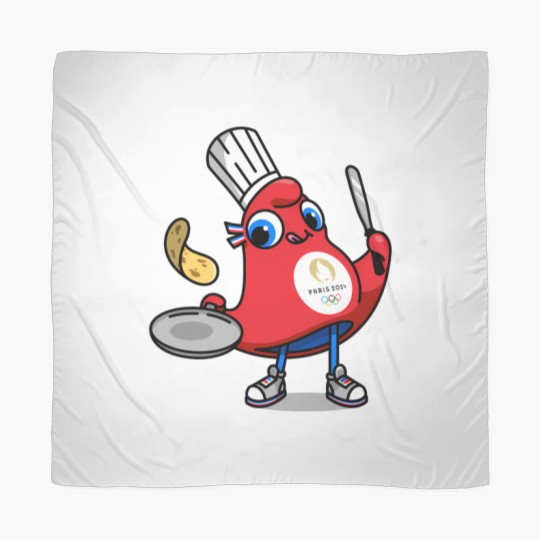 Discover Paris 2024 Phryges - Cartoon chef in red apron with food Scarves