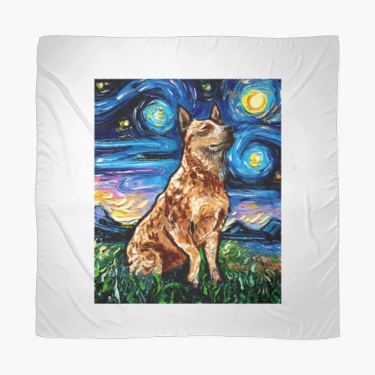 Discover Red Heeler Starry Night Cattle Dog Colorful Art by Aja Scarves