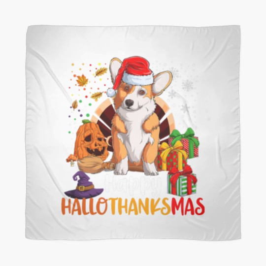 Discover Corgi Dog Happy Hallothanksmas Welsh Corgi Lover H Scarves