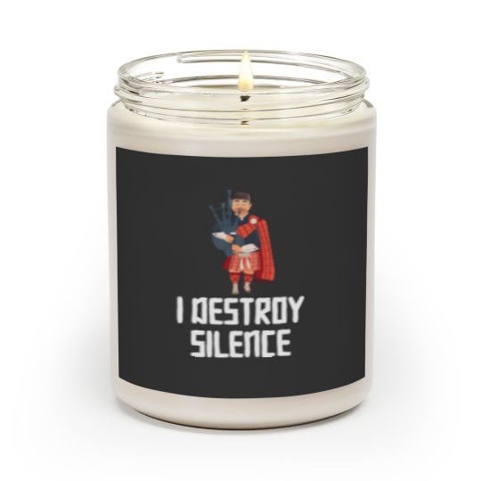 Discover I Destroy Silence Funny Bagpiper Musician Gift Scented Candles