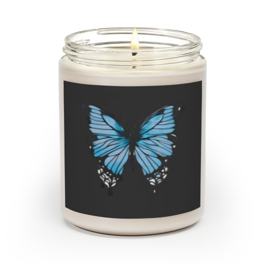Discover Blue Butterfly Art Garden Beautiful Butterflies T-Shirt Scented Candles