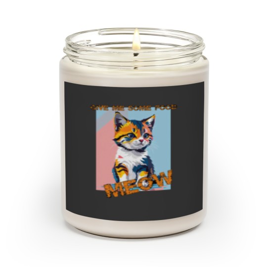 Discover Abstract Cute cat- give me some food Scented Candles