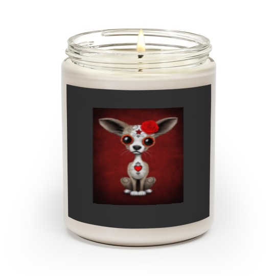 Discover Red Day of the Dead Sugar Skull Chihuahua Puppy Scented Candles