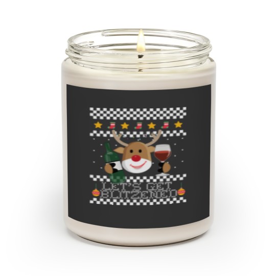 Discover Let 39 S Get Blitzened Ugly Christmas Sweater Reindeer Meme Scented Candles