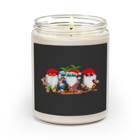 Discover Cute Hawaiian Three Gnomes Christmas In July Summer Vacation Scented Candles