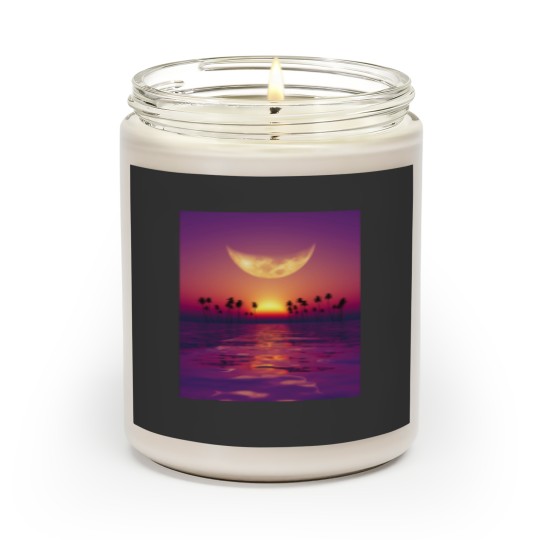 Discover big moon  georgia okeeffe pink moon over water140 Scented Candles