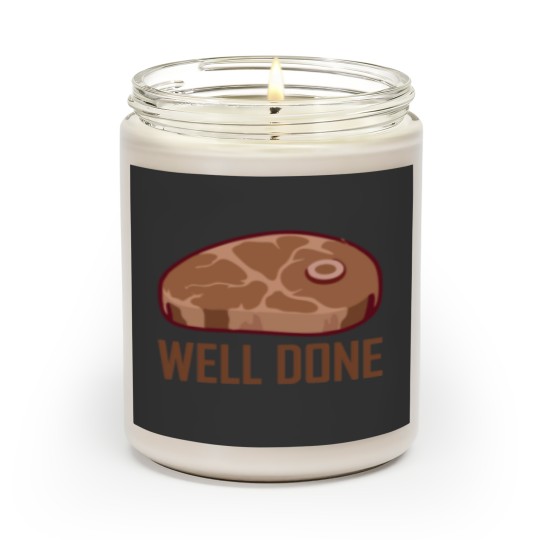 Discover Well done steak bbq matching food gift for men women kids Sticker Scented Candles