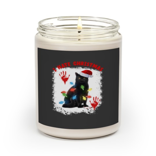 Discover Black Cat Paws I hate christmas funny cat kitten christmas 221 Scented Candles