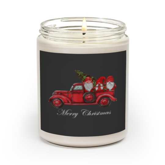 Discover Merry Christmas Vintage Red Truck Gnomes With Christmas Tree Scented Candles