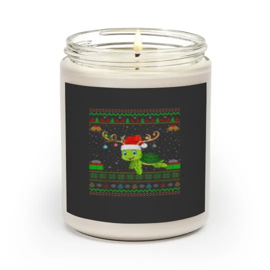 Discover Reindeer Santa Hat Matching Ugly Sea Turtle Christmas Scented Candles