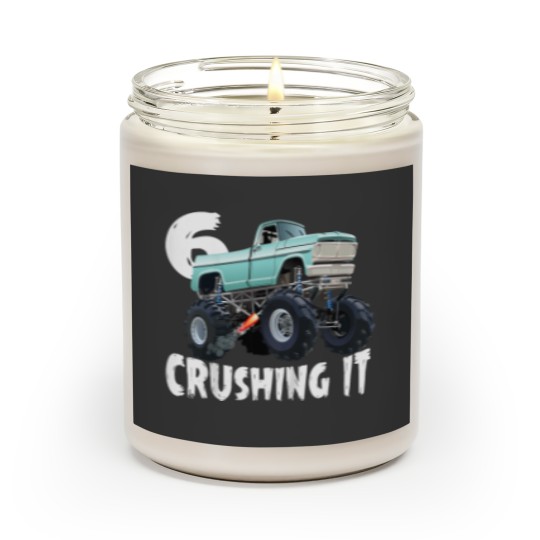 Discover Kids Monster Truck 6th Birthday Boy Party I39m 6 And Crushing It Scented Candles