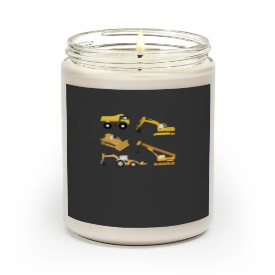 Discover Construction Trucks - Excavator, Crane, Bulldozer and Backhoe Scented Candles