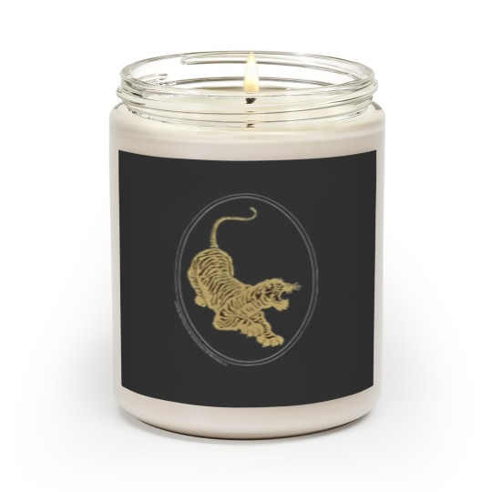 Discover Jerry Garcia Scented Candles- Tiger Guitar emblem, Gold metallic ink on a Black Scented Candles