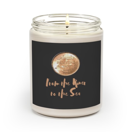 Discover 1939 Palestinian Coin Scented Candles with From the River to the Sea as a Caption