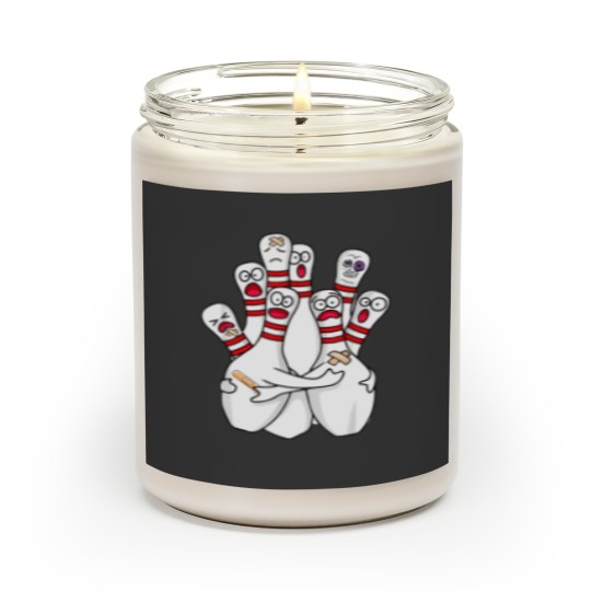 Discover Cartoon Bowling Scared Bowling Pins Funny Sport Bowler Scented Candles