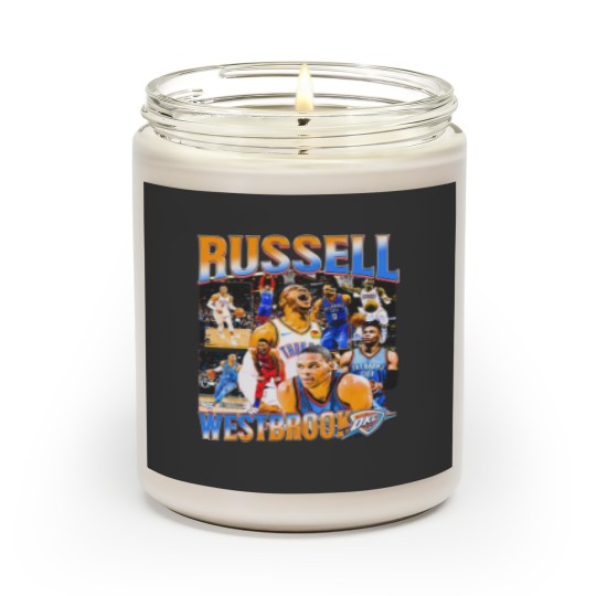 Discover Russell Westbrook OKC Vintage Scented Candles, Russell Westbrook Fan Tees, Basketball Scented Candles