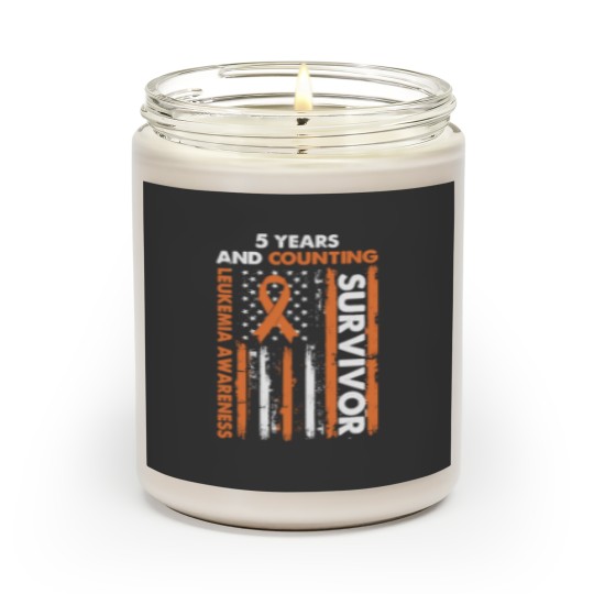 Discover 5 Years And Counting Leukemia Survivor T- Shirt5 Years And Counting Cancer fr€€ Orange Ribbon Leukemia Awareness Survivor T- Scented Candles Scented Candles