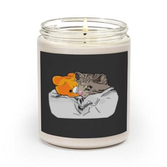 Discover Sad Kitten Cat Crying bed with Teddy Meme Scented Candles