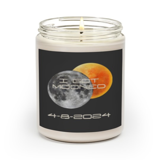 Discover Funny Solar Eclipse 2024 I Got Mooned Scented Candles, Totality Eclipse Group Family Scented Candles, Matching April 8th 2024