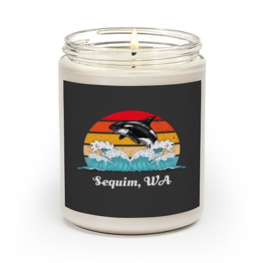 Discover Vintage Sequim WA Distressed Orca Killer Whale Art Scented Candles