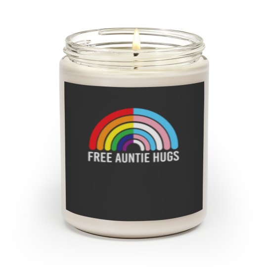Discover Free Auntie Hugs Rainbow Transgender Flag LGBTQ Gay Pride Scented Candles