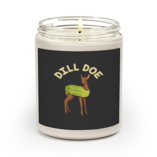 Discover Dill Doe Scented Candles Animal Pun Pickle  Funny Deer Scented Candles