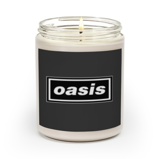 Discover Oasis graphic Scented Candles | Oasis merch |  black and white graphic Scented Candles | retro oasis Scented Candles