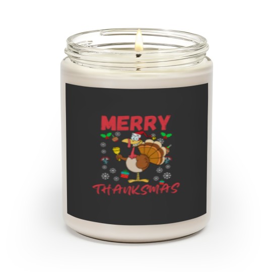 Discover Merry Thanksmas Funny Thanksgiving and Christmas 2024 Combo Scented Candles