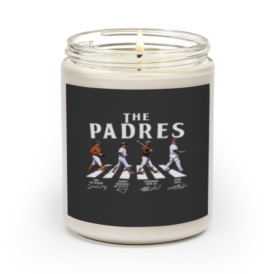 Discover The Padres Walking Abbey Road Signatures Baseball Scented Candles, Kim Ha-Seong, Manny Machado, FRD Tatis JR.
